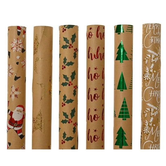 Rotolo carta regalo avana con decorazioni natalizie 70 × 150 cm