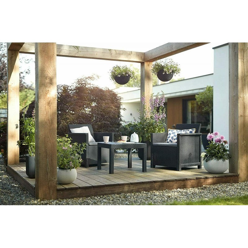 Keter Set 2 Armchairs + Open Coffee Table EMMA BALCONY Graphite