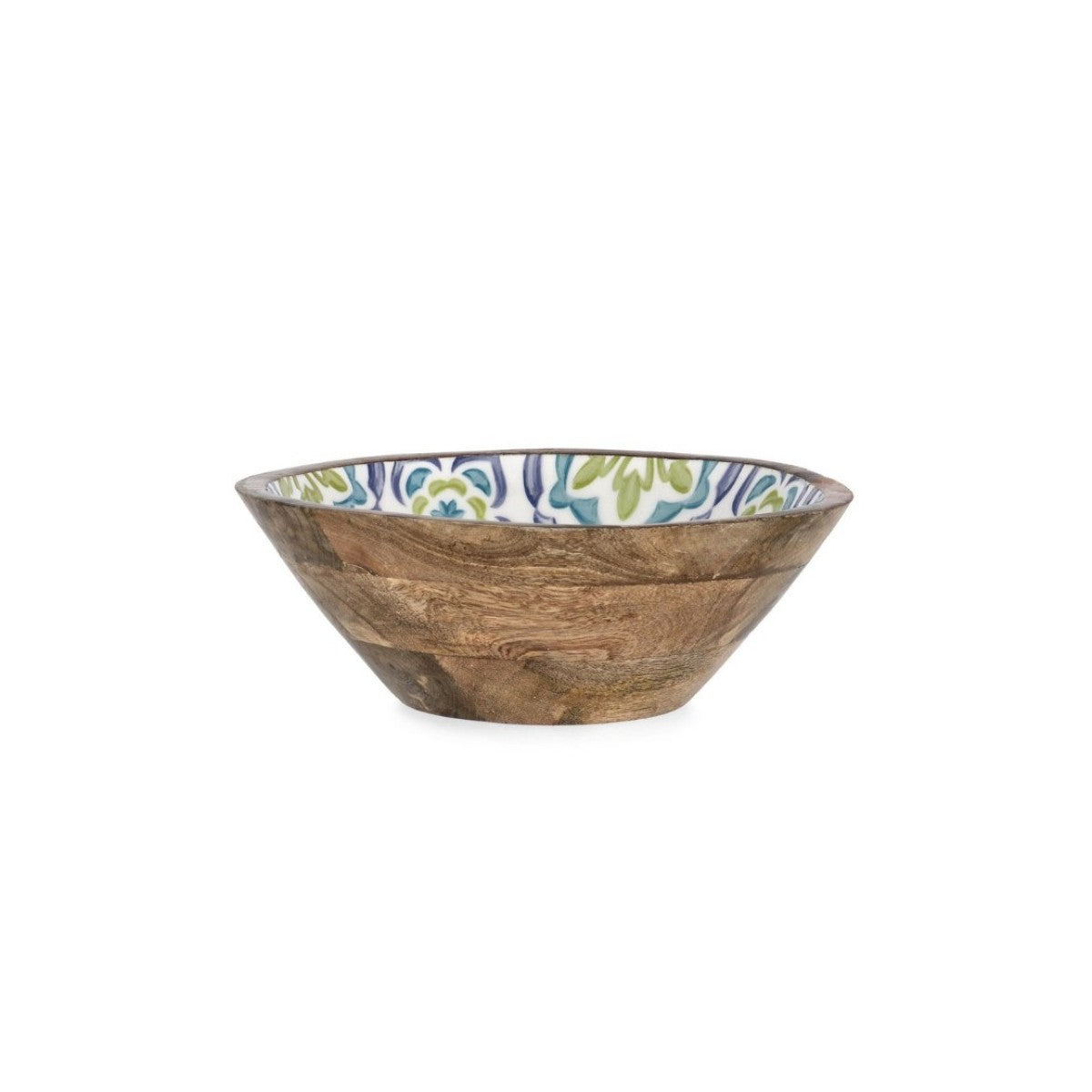 Bizzotto blue Sintra bowl Ø25x7h with mango wood majolica decoration