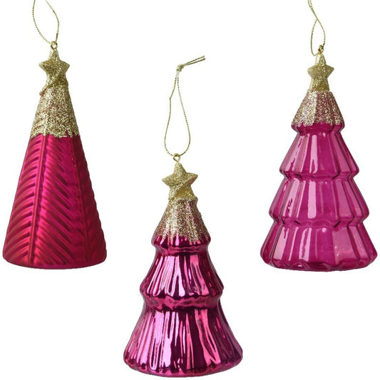Pendente albero di Natale in vetro con stella H12.6 cm colori assortiti