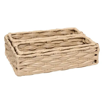 Set mit 3 beigen niedrigen Körben 27x20x7h cm