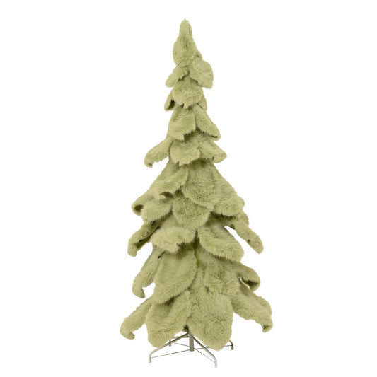 Albero di Natale decorativo in pelliccia sintetica verde Ø80 × H130 cm