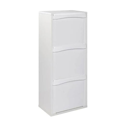 Mueble papelera blanco con 3 compartimentos 40x26x101h cm