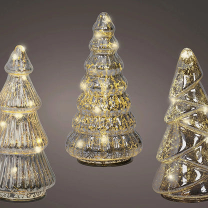 Albero di Natale in vetro trasparente con LED Ø9 × H17,5 cm