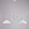 Lampadario Ferro Bianco Argento 2 Luci Vetro Ø30 H36-96 L96x30 cm