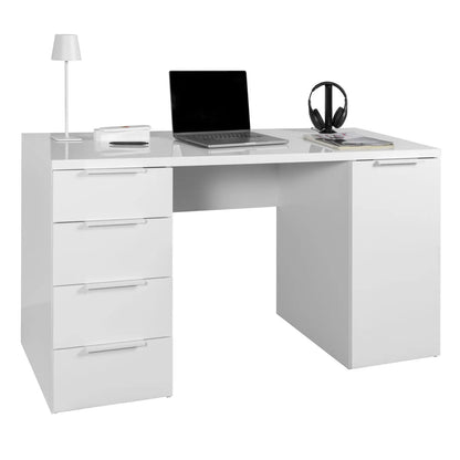 Schreibtisch mit 4 Schubladen und 1 weiß lackierten Tür 146x60x75 h cm