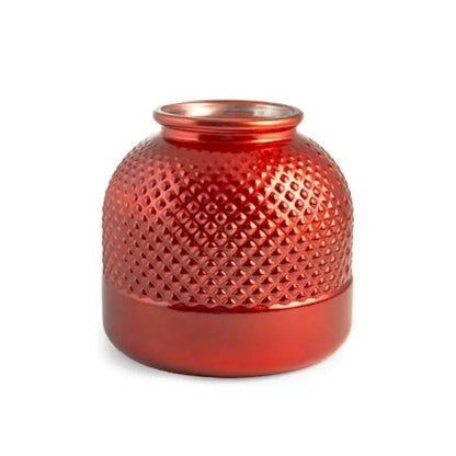 Vaso in vetro RYC a rombi rosso metallizzato 24 cm