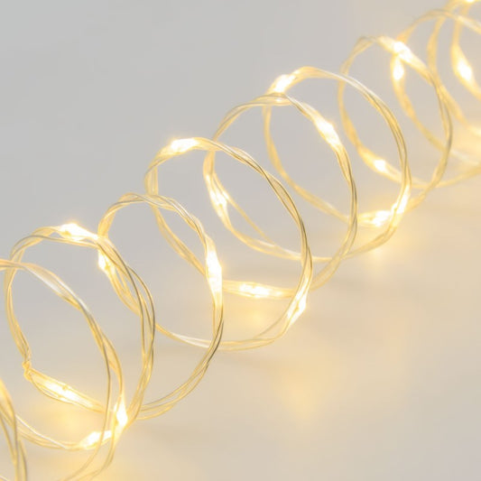 500 MicroLED Kette Coil 25m warmweiß mit silber transparentem Kabel