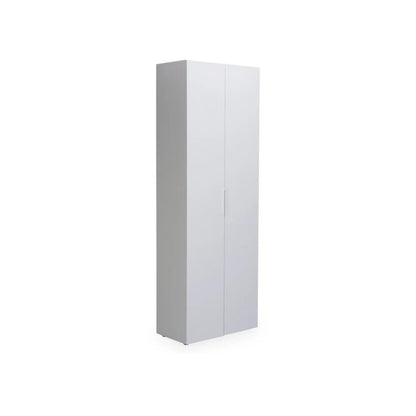 2-türiger Kleiderschrank mit 6 mattweißen Einlegeböden 69x37x198 cm h