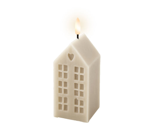 LED candle in white wax 6x6x14.8 cm
