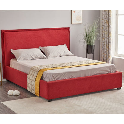 Letto Matrimoniale Contenitore Tessuto Rosso  170x206x118 cm