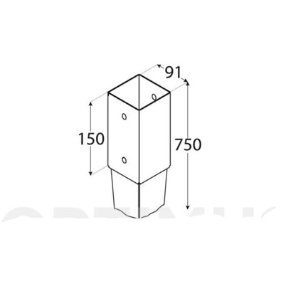 Verzinkte Halterung mit quadratischer Spitze 9x9 cm zum Eingraben in den Boden