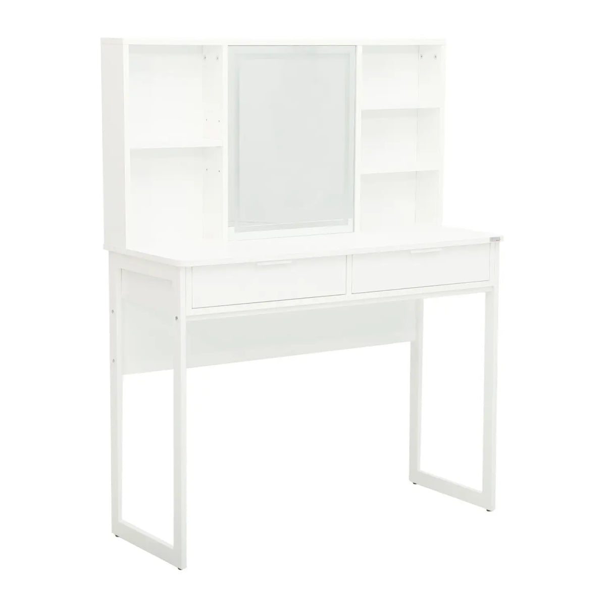 Consolle trucco Corinne 100x40x127cm bianca con specchio LED