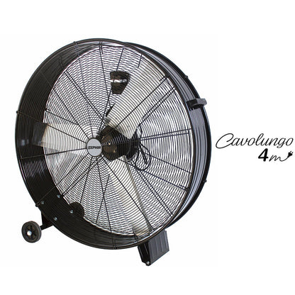 Ventilatore da terra industriale ad alta velocità con pale da ø90 cm. 360w e ruote