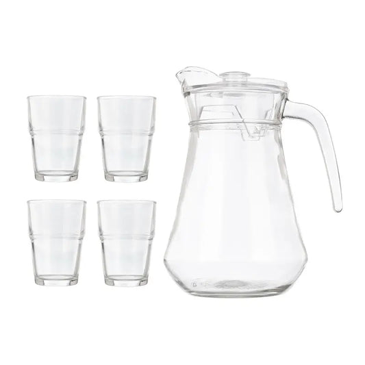 5-teiliges Set mit 1,3-l-Krug und 4 270-ml-Gläsern