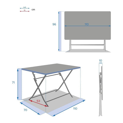 Mesa rectangular plegable Greensboro 4 plazas grafito 110x70x71 cm