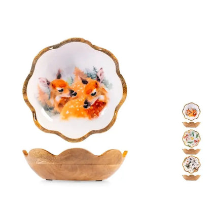 Coppa in legno Feston Natale 25 cm - 1 pezzo assortito