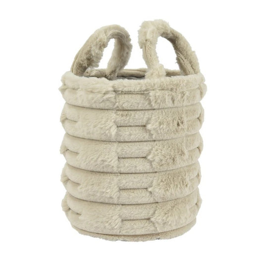 Cesto tondo grande con manici marrone chiaro Ø20 × H25 cm