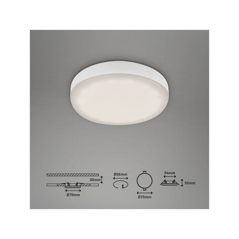 Plat recessed LED spotlight 7.5 cm 3w 350lm white