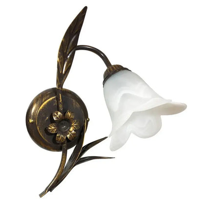 Applique Amelia 1 luce E14 marrone/oro con vetro spugnato bianco