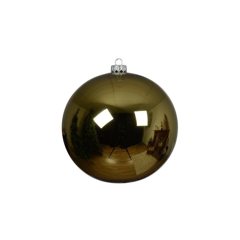 Pallina di Natale in vetro verde rosmarino lucido Ø15 cm