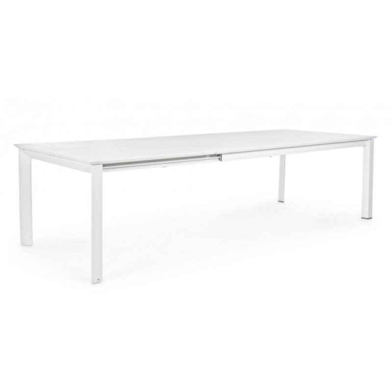 Konnor Tisch aus weißem Aluminium 200-300x110x76h cm