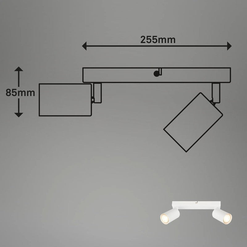 Adjustable ceiling spotlight 2xGU10 white 15.5 x 5.5 x 25.5 cm