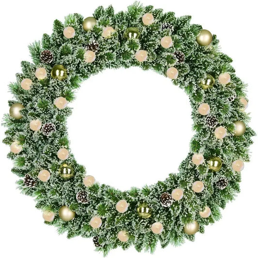 Ghirlanda natalizia Kaprun verde con 240 rami e 30 LED oro a batteria