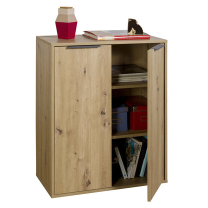 Mueble con 2 puertas artesanales de roble 72x35x87h cm