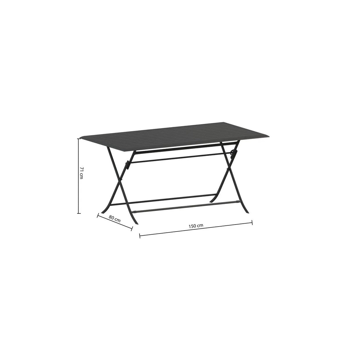 Mesa plegable Azua 6 plazas grafito 150x80x71 cm
