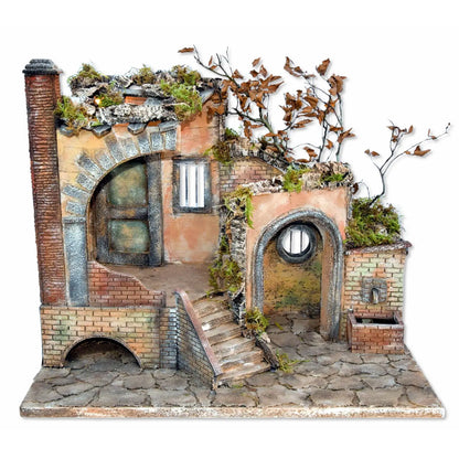 Capanna per presepe con luce e fontana funzionante 67 × 41,5 × H55 cm