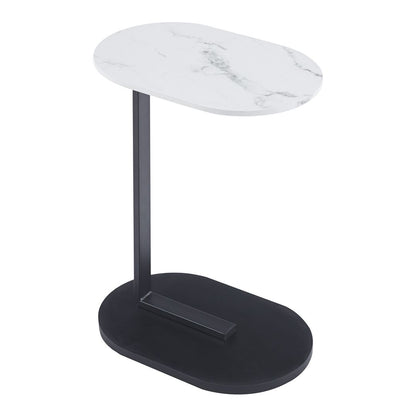 Tavolino Goran cm 45x30x58 colore bianco marmo con gambe nere