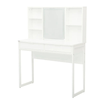 Consolle trucco Corinne 100x40x127cm bianca con specchio LED