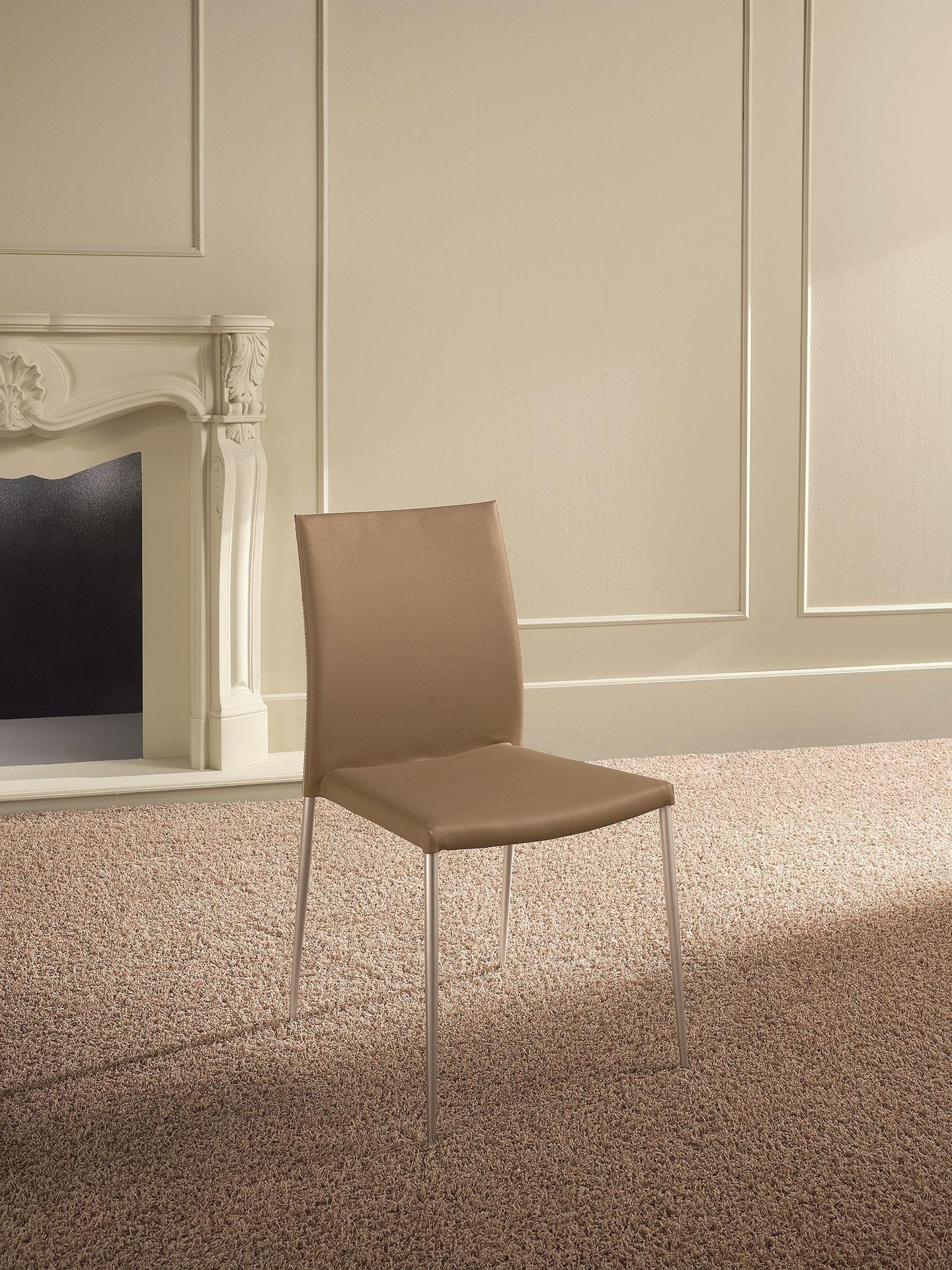 4x Sedia in similpelle marrone 41,5x485h cm