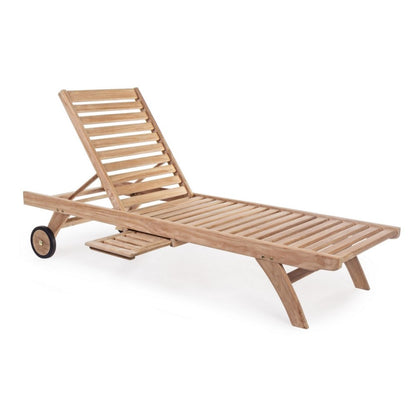 Sun Lounger with Wheels in Teak