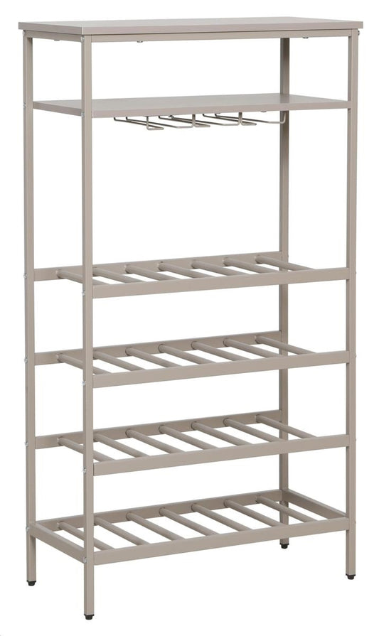 Cantinetta portabottiglie Grancru in legno e metallo tortora cm 65×30×120