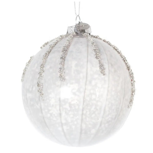 Sfera decorativa Frostfall in vetro bianco Ø10 cm