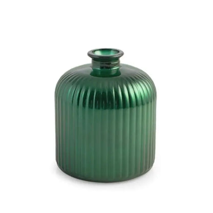 Vaso in vetro RYC a righe verde metallizzato 18 cm