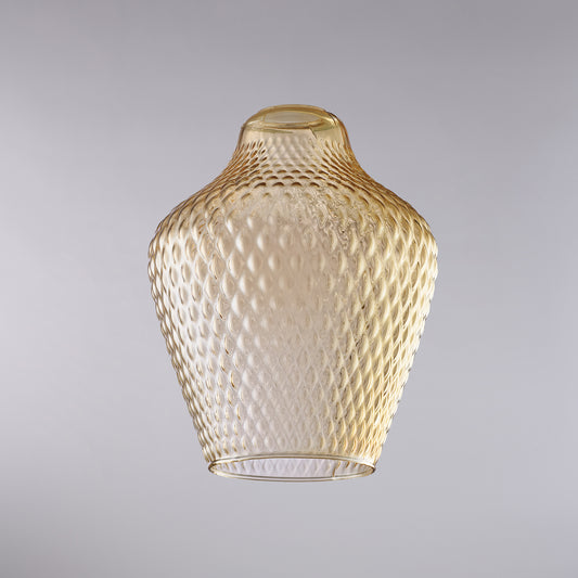 diffusore in vetro soffiato ambra con decoro in rilievo H.27 - Ø21