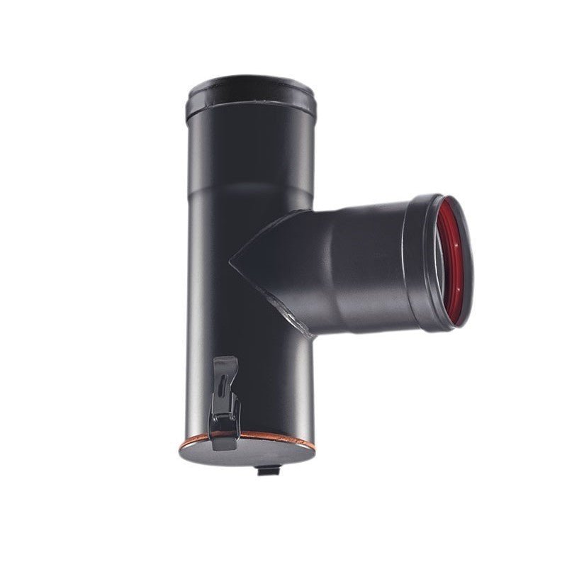 T 90° nero Ø80 FFM 12 con tappo