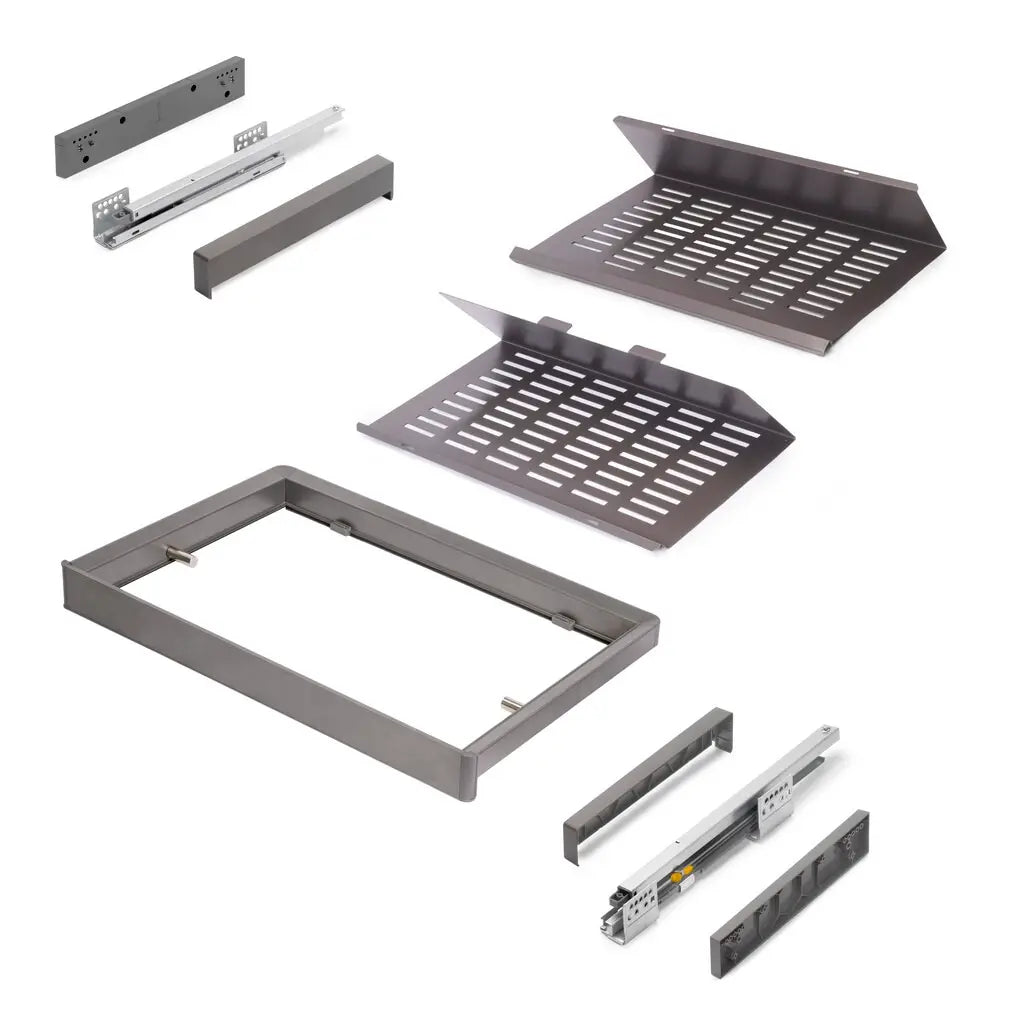 Kit cassetto portascarpe estraibile Quartz per armadi modulo 600 mm titanio