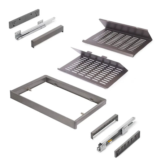 Kit cassetto portascarpe estraibile Quartz per armadi modulo 600 mm titanio