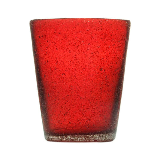 Originales rotes Memento-Wasserglas aus mundgeblasenem Glas, 0,25 l