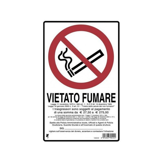 Plastic sign "no smoking" 30 x 20 cm