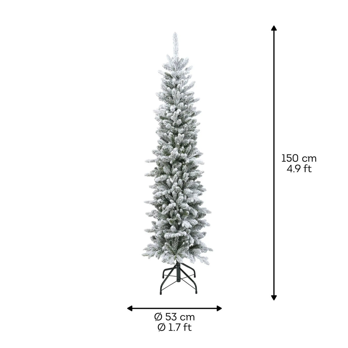 Albero di Natale Slim Fir verde innevato Ø53 × H150 cm