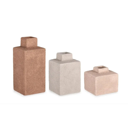 Set 3 vasi decorativi Gerd a bottiglia quadrata assortiti H10-22,3 cm