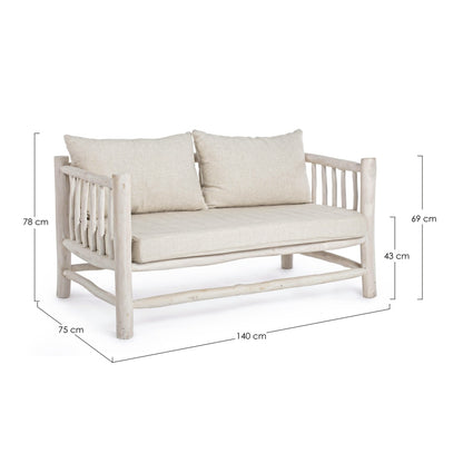 Divano con cuscini Sahel in legno teak