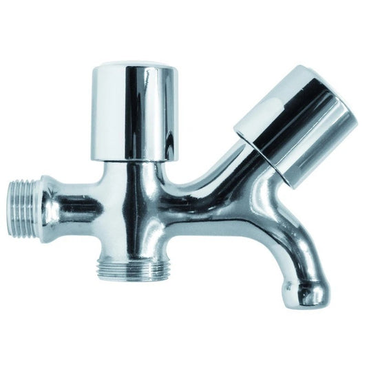 Rubinetto Duplex per lavatrice 1/2" doppio uso cromato