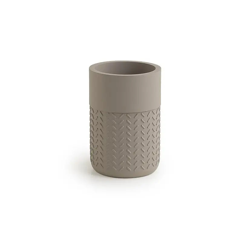 Portaspazzolini Thea in resina grigio / verde cm 10,5 x 7,5 x 7,5