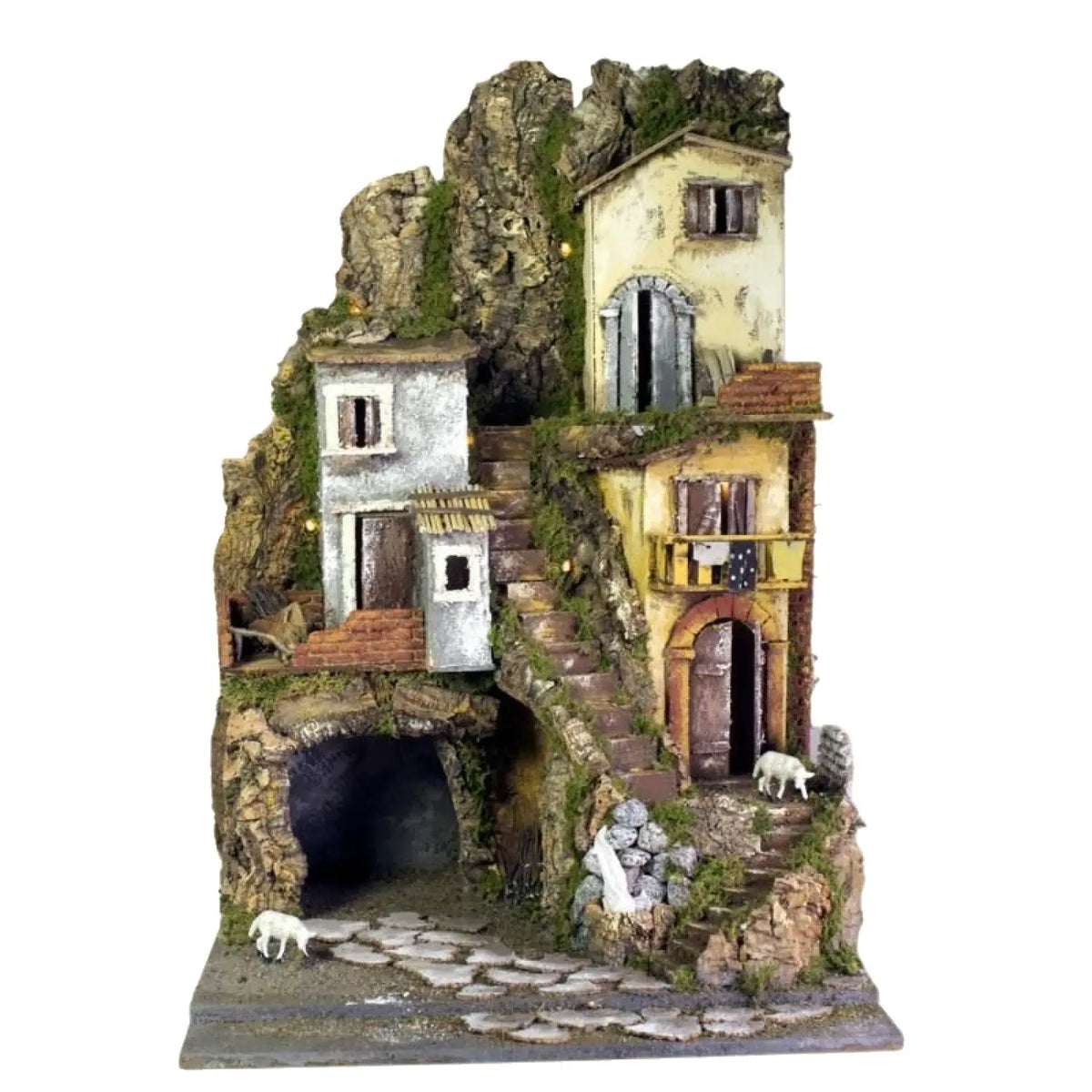 Presepe con luci e fontana con pompa 45 × 52 × H70 cm